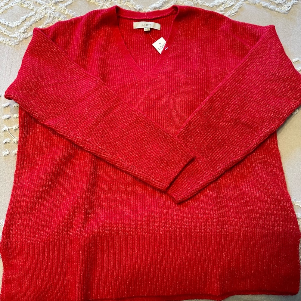 Loft Ribbed V-Neck Sweater - Picture 2 of 2
